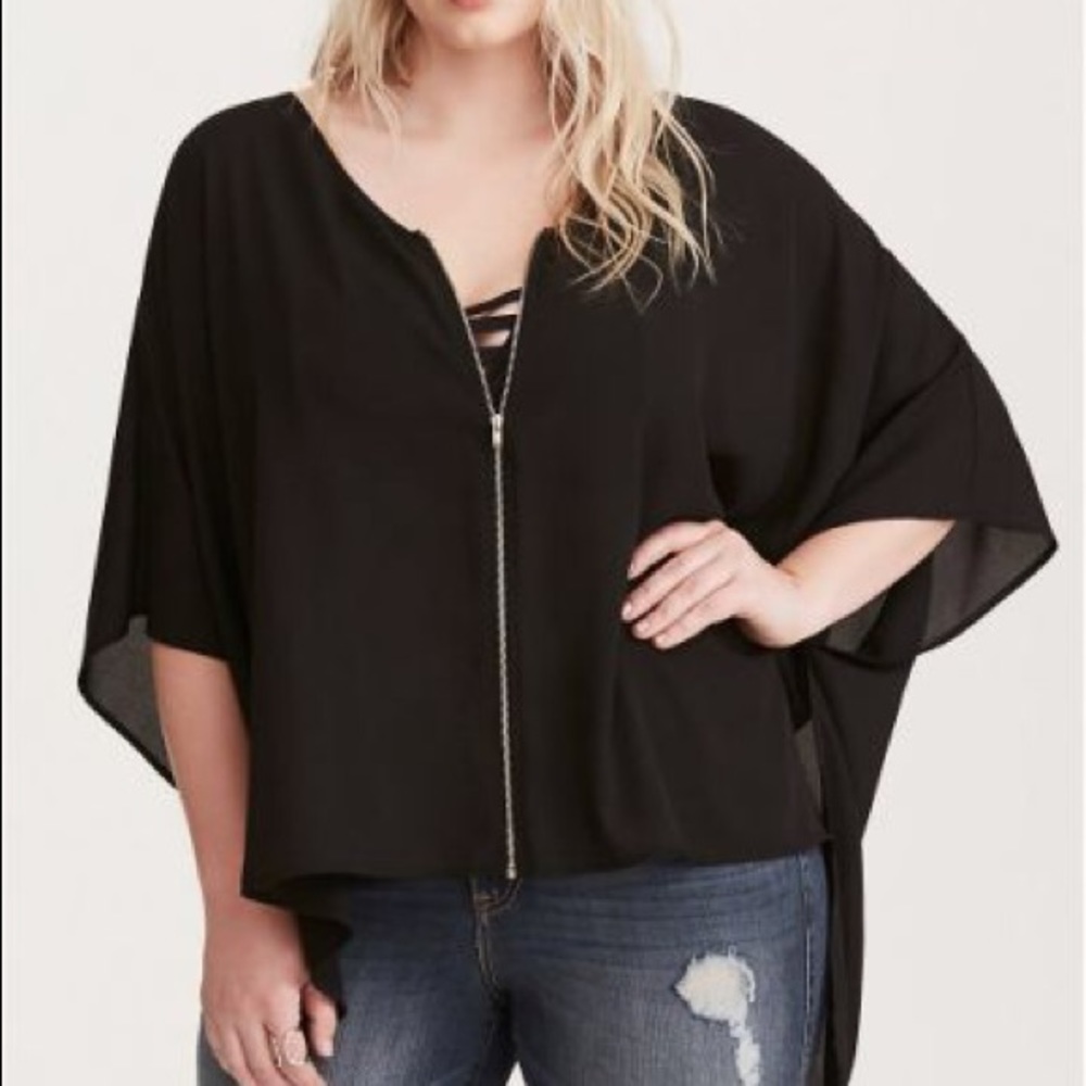 Torrid | Full zip sheer blouse